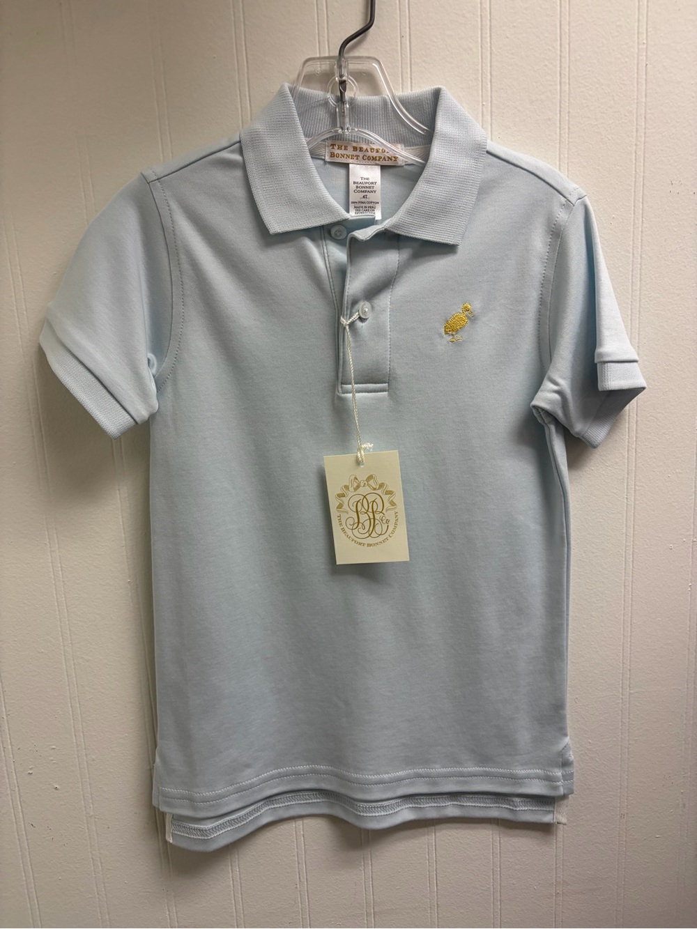 The Beaufort Bonnet Company Light Blue Polo with Yellow Embroidery